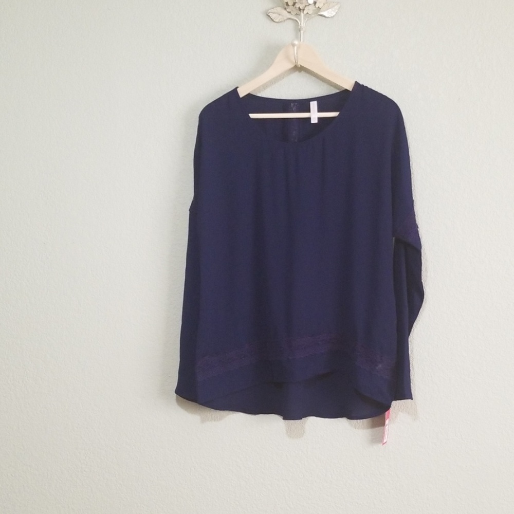xhilaration size large top navy blue
